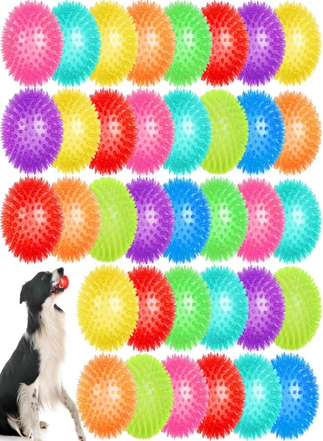 UZLU 36 Pcs 2.5 in Squeaky Dog Toy Balls Spiky Dog Balls Chew Toy for Teething Durable High Bounce TPR Fetch Toy 9 Colors Water Toys for Small Medium Dogs Aggressive Chewers Clean Teeth and Training - Image 1